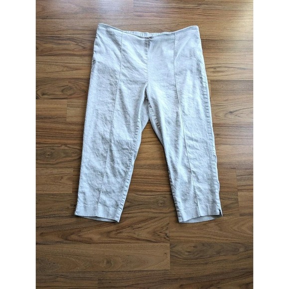 J. Jill Pants - J Jill Linen Elastic Waist Linen Crop Pockets Pull On Pants Xl Capris Oatmeal A2